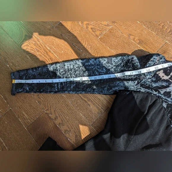 Vintage Piaf Velvet Burnout Midi Dress Sweetheart 80s Cocktail Black witchy goth - Picture 14 of 16